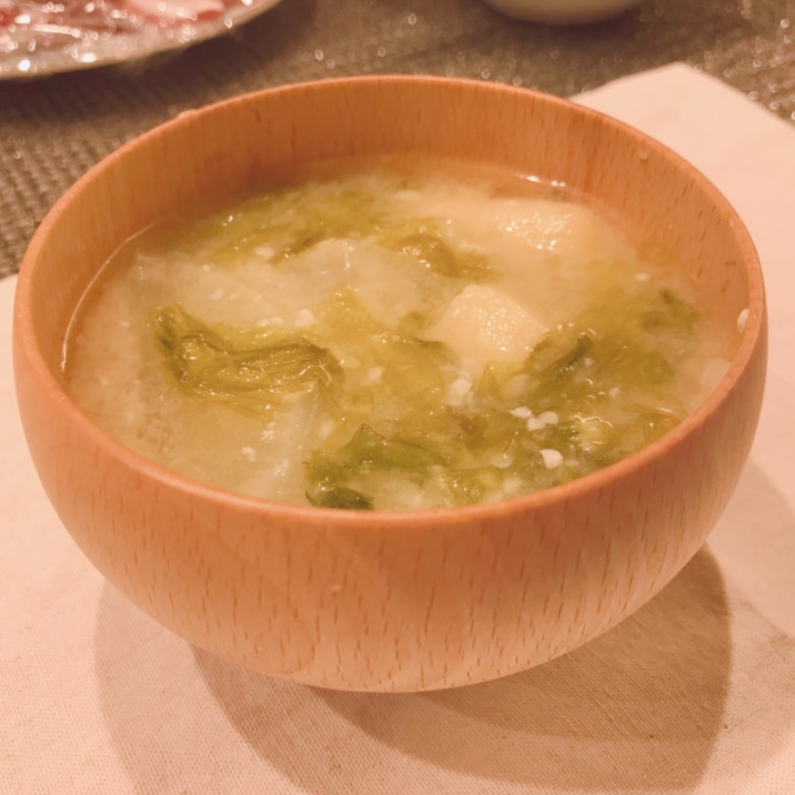 大根 麸 アオサの味噌汁